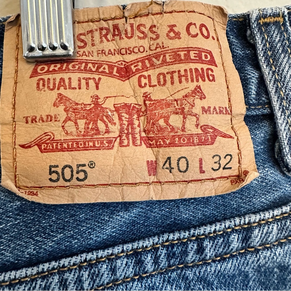 2004 Vintage 505 Levi’s Mens Regular Fit 40X32 Blue Jeans - Picture 4 of 6
